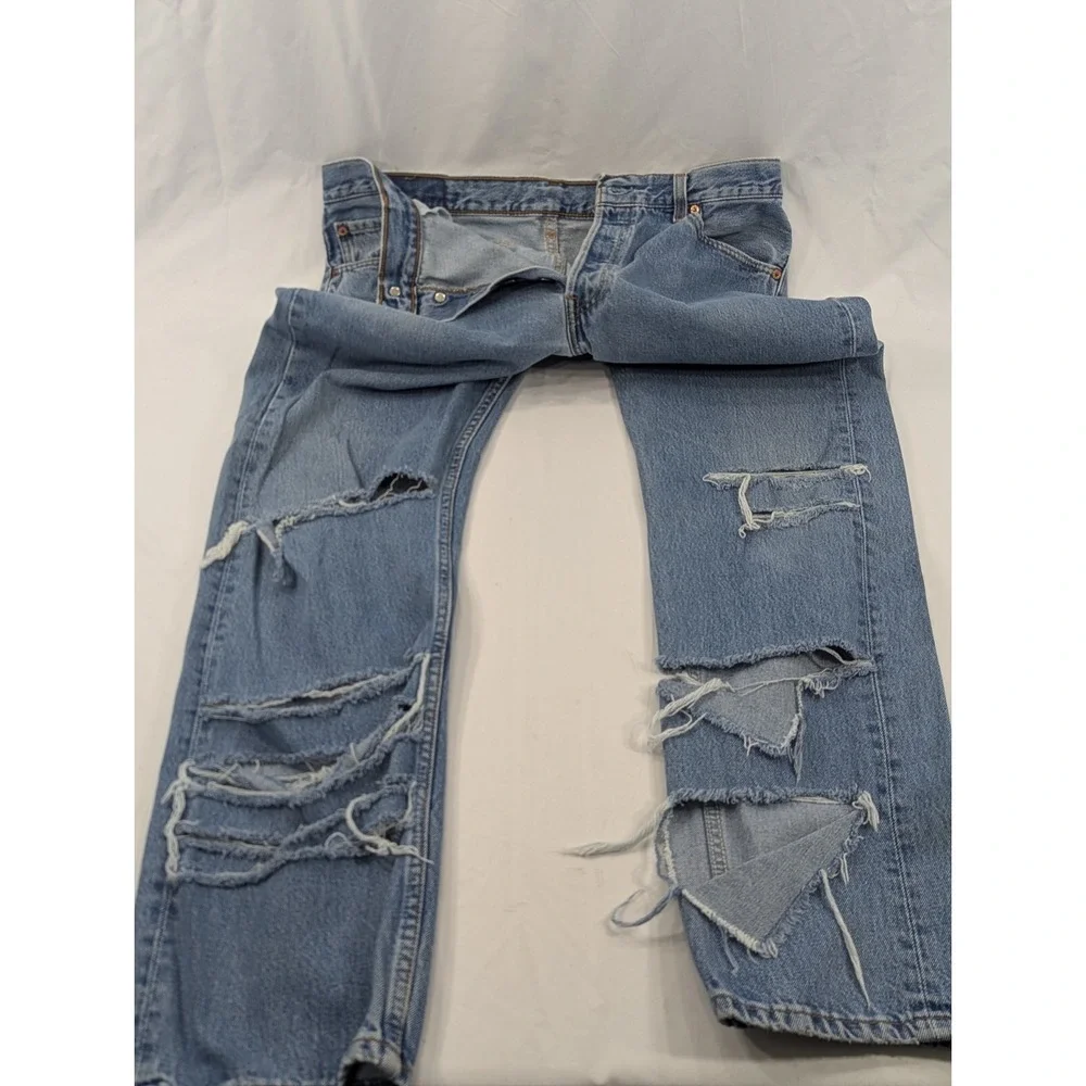 Vintage Levi's 501 34x31 (36x32 Tag) Made In USA Light Jeans Distressed Ripped